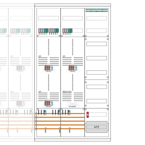 Zählerschrank 9 Zähler, TSG, Verteiler, APZ, 1400mm | 3.HZ | SCHIEGL (rechts)
